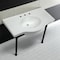 Fauceture 37" Ceramic Console Table W/ Stainless Steel Legs, White/ Black VPB1370ST - alternate 6